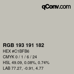颜色代码: RGB 193 191 182 | qconv.com