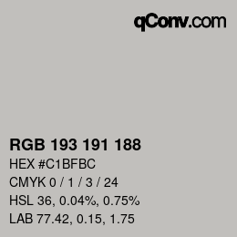 Color code: RGB 193 191 188 | qconv.com