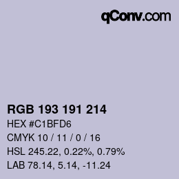 Code couleur: RGB 193 191 214 | qconv.com