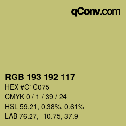 Color code: RGB 193 192 117 | qconv.com