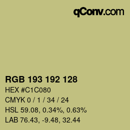 Color code: RGB 193 192 128 | qconv.com