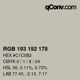 Código de color: RGB 193 192 178 | qconv.com