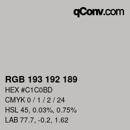 Color code: RGB 193 192 189 | qconv.com