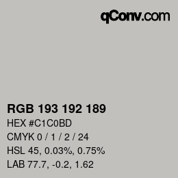 カラーコード: RGB 193 192 189 | qconv.com