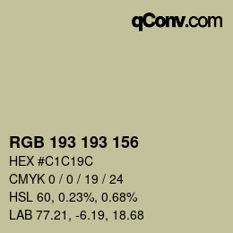 カラーコード: RGB 193 193 156 | qconv.com