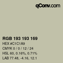 Farbcode: RGB 193 193 169 | qconv.com