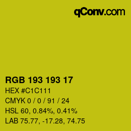 Color code: RGB 193 193 17 | qconv.com