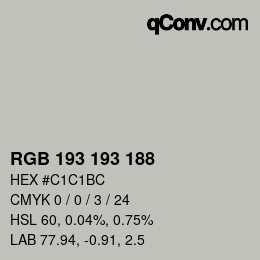 カラーコード: RGB 193 193 188 | qconv.com