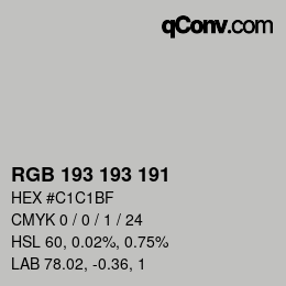 Farbcode: RGB 193 193 191 | qconv.com