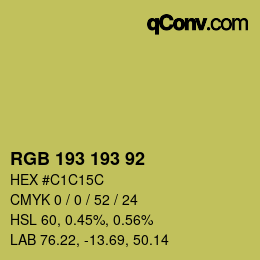 Color code: RGB 193 193 92 | qconv.com