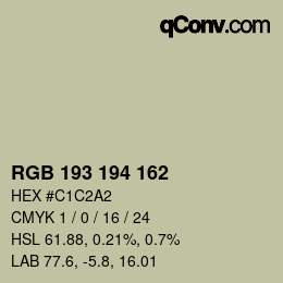 Color code: RGB 193 194 162 | qconv.com
