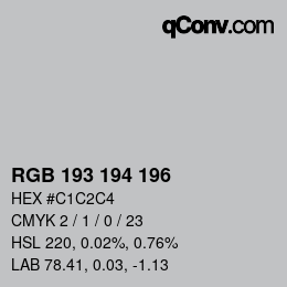 颜色代码: RGB 193 194 196 | qconv.com