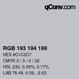 Farbcode: RGB 193 194 199 | qconv.com