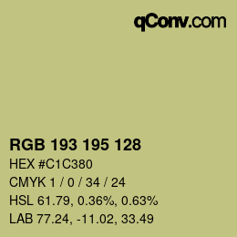 Código de color: RGB 193 195 128 | qconv.com