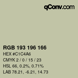 颜色代码: RGB 193 196 166 | qconv.com