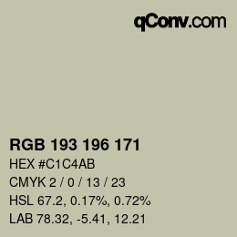 Color code: RGB 193 196 171 | qconv.com