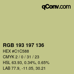 Color code: RGB 193 197 136 | qconv.com