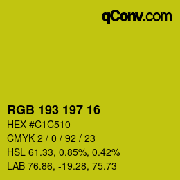 カラーコード: RGB 193 197 16 | qconv.com