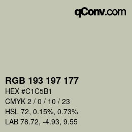 Color code: RGB 193 197 177 | qconv.com