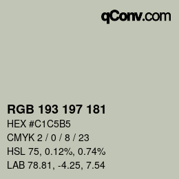 カラーコード: RGB 193 197 181 | qconv.com