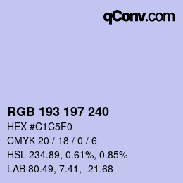 Código de color: RGB 193 197 240 | qconv.com