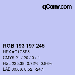 Color code: RGB 193 197 245 | qconv.com