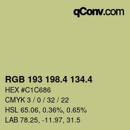 カラーコード: RGB 193 198.4 134.4 | qconv.com