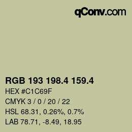 カラーコード: RGB 193 198.4 159.4 | qconv.com