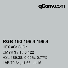 カラーコード: RGB 193 198.4 199.4 | qconv.com