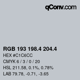 カラーコード: RGB 193 198.4 204.4 | qconv.com
