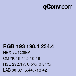 カラーコード: RGB 193 198.4 234.4 | qconv.com