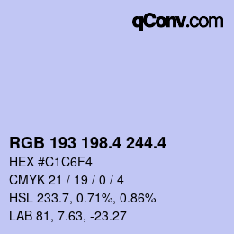 カラーコード: RGB 193 198.4 244.4 | qconv.com