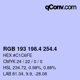 カラーコード: RGB 193 198.4 254.4 | qconv.com