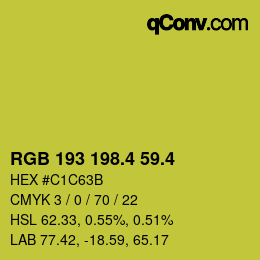 カラーコード: RGB 193 198.4 59.4 | qconv.com