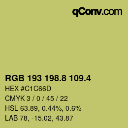 カラーコード: RGB 193 198.8 109.4 | qconv.com