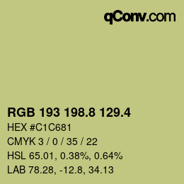 カラーコード: RGB 193 198.8 129.4 | qconv.com