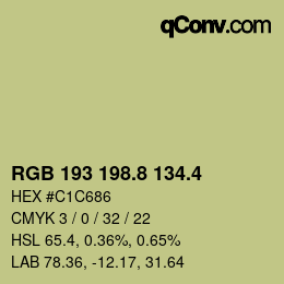 カラーコード: RGB 193 198.8 134.4 | qconv.com