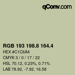 カラーコード: RGB 193 198.8 164.4 | qconv.com