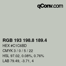 カラーコード: RGB 193 198.8 189.4 | qconv.com