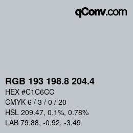 カラーコード: RGB 193 198.8 204.4 | qconv.com
