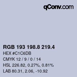 カラーコード: RGB 193 198.8 219.4 | qconv.com