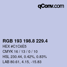 カラーコード: RGB 193 198.8 229.4 | qconv.com