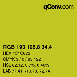 カラーコード: RGB 193 198.8 34.4 | qconv.com