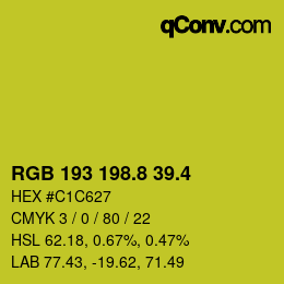 カラーコード: RGB 193 198.8 39.4 | qconv.com