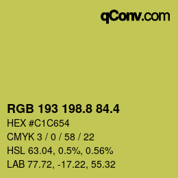 カラーコード: RGB 193 198.8 84.4 | qconv.com