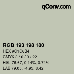 Código de color: RGB 193 198 180 | qconv.com