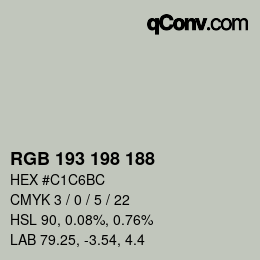 Color code: RGB 193 198 188 | qconv.com