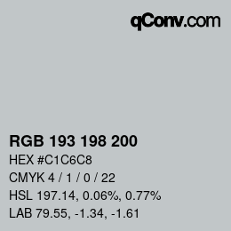 颜色代码: RGB 193 198 200 | qconv.com