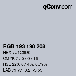 カラーコード: RGB 193 198 208 | qconv.com