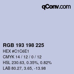 カラーコード: RGB 193 198 225 | qconv.com